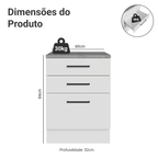 Balcão Madesa Agata 60 cm 3 Gavetas Branco