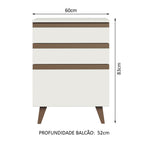 Balcão Madesa Reims 60 cm 3 Gavetas Branco
