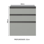 Balcão 60 cm 3 Gavetas Suspenso Cinza Nice Madesa