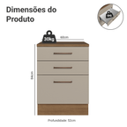 Balcão 60 cm 3 Gavetas Rustic/Crema Agata Madesa