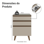 Balcão de Cozinha 60 cm 3 Gavetas Com Pés Crema Nice Madesa