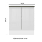 Balcão 100% MDF 70 cm 2 Portas Frentes Branco Brilho Acordes Madesa
