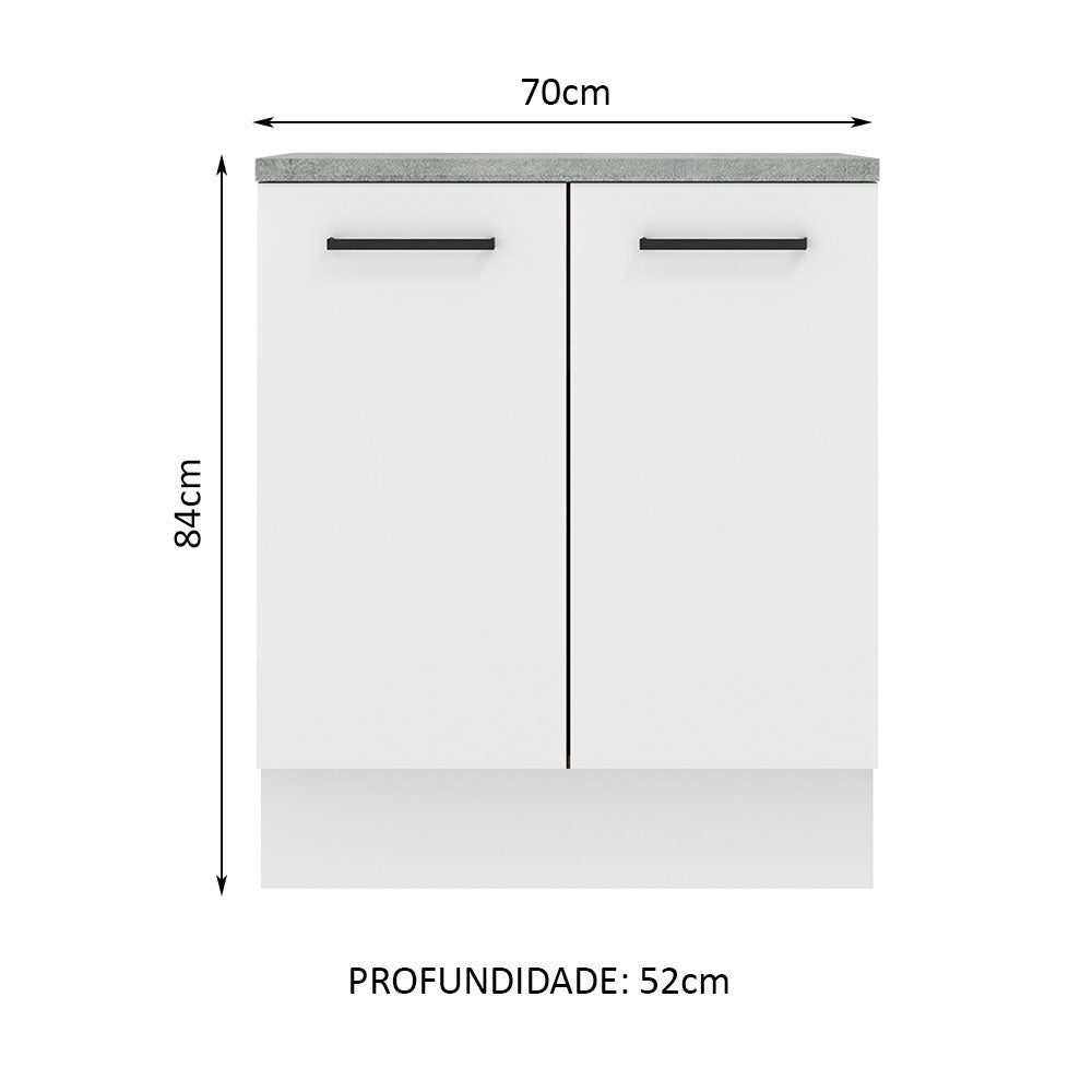 Balcão de Cozinha Madesa Agata 70 cm 2 Portas Branco