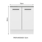 Balcão de Cozinha Madesa Agata 70 cm 2 Portas Branco