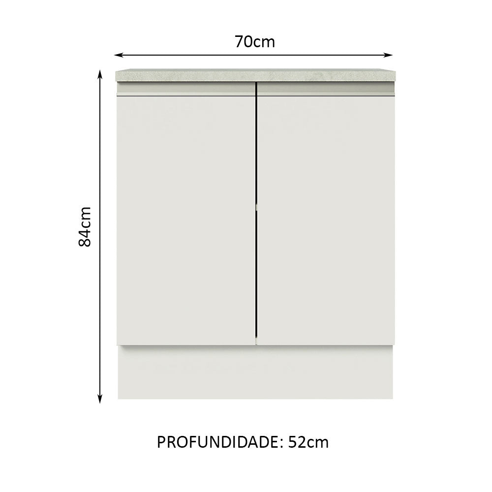 Balcão de Cozinha Madesa Glamy 70 cm 2 Portas Branco