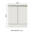 Balcão de Cozinha Madesa Glamy 70 cm 2 Portas Branco