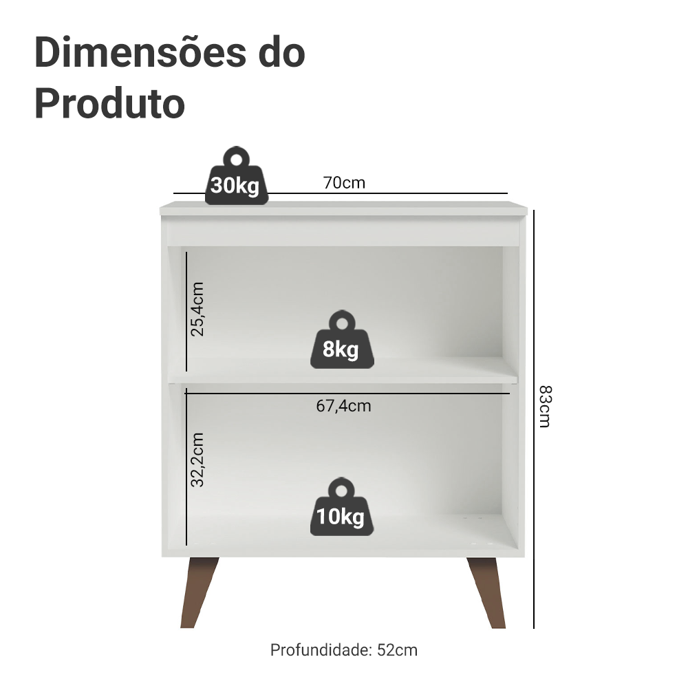 Balcão Madesa Reims 70 cm 2 Portas - Branco