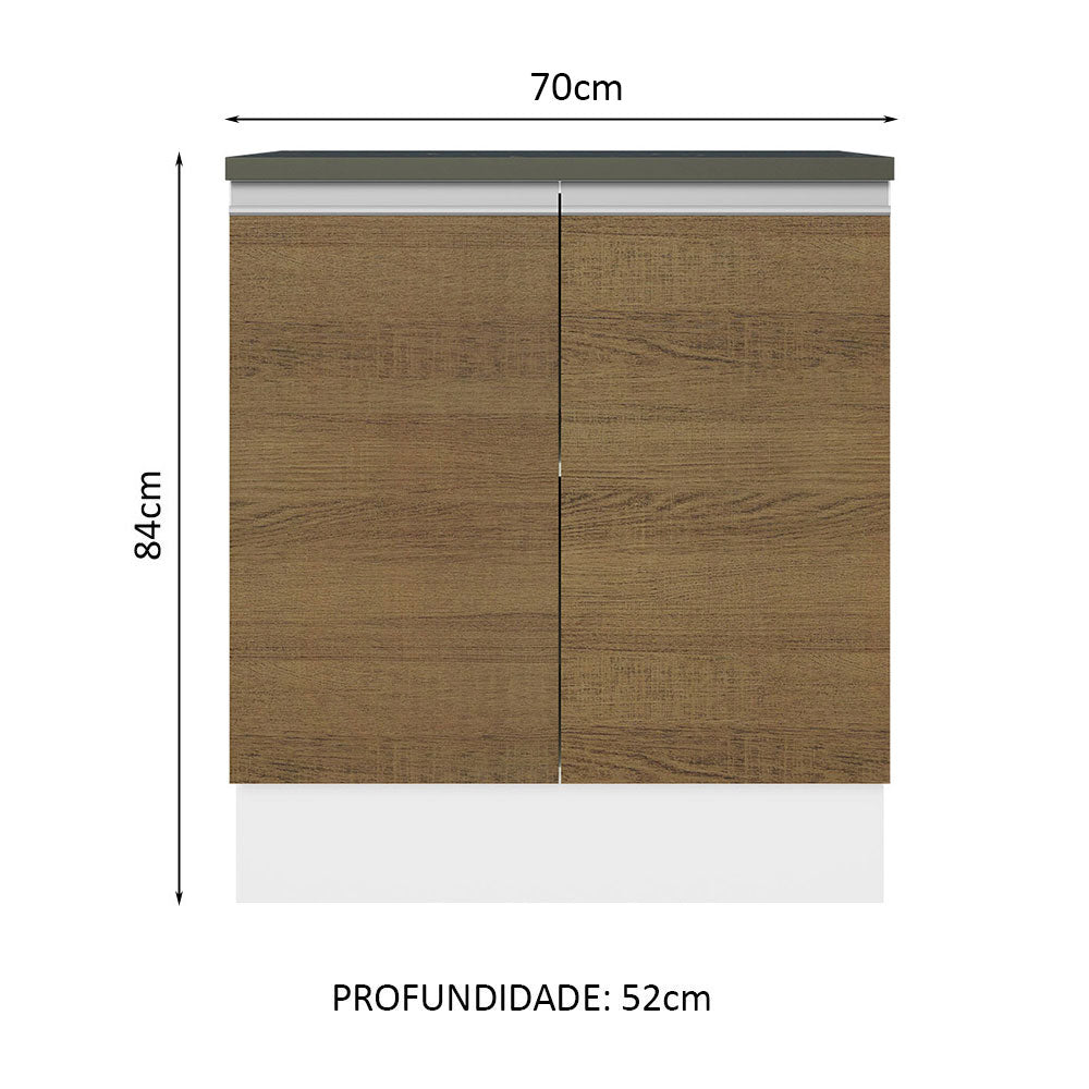 Balcão 100% MDF 70 cm 2 Portas Branco/Rustic Acordes Madesa