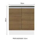 Balcão 100% MDF 70 cm 2 Portas Branco/Rustic Acordes Madesa