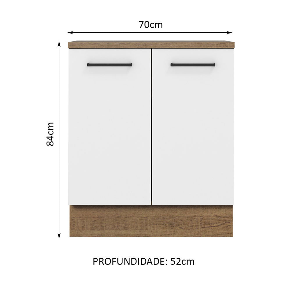 Balcão de Cozinha Madesa Agata 70 cm 2 Portas Rustic/Branco