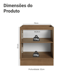 Balcão de Cozinha 70 cm 2 Portas (Sem Tampo) Rustic/Branco Agata Madesa