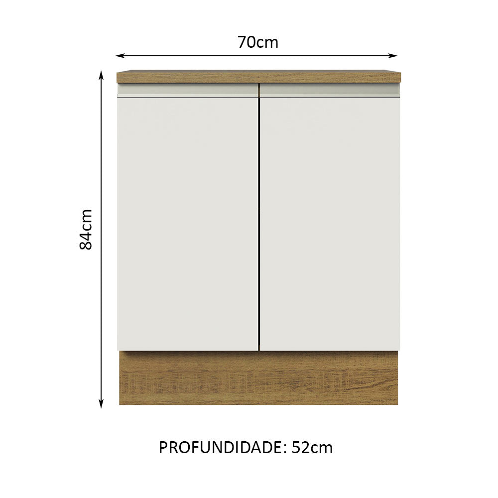 Balcão de Cozinha Madesa Glamy 70 cm 2 Portas Rustic/Branco