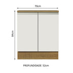 Balcão de Cozinha Madesa Glamy 70 cm 2 Portas Rustic/Branco