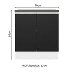 Balcão 100% MDF 70 cm 2 Portas Branco/Preto Acordes Madesa