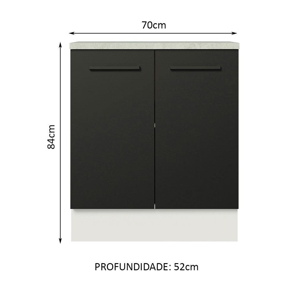 Balcão de Cozinha Madesa Agata 70 cm 2 Portas Branco/Preto