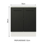 Balcão de Cozinha Madesa Agata 70 cm 2 Portas Branco/Preto