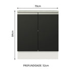 Balcão de Cozinha Madesa Glamy 70 cm 2 Portas Branco/Preto