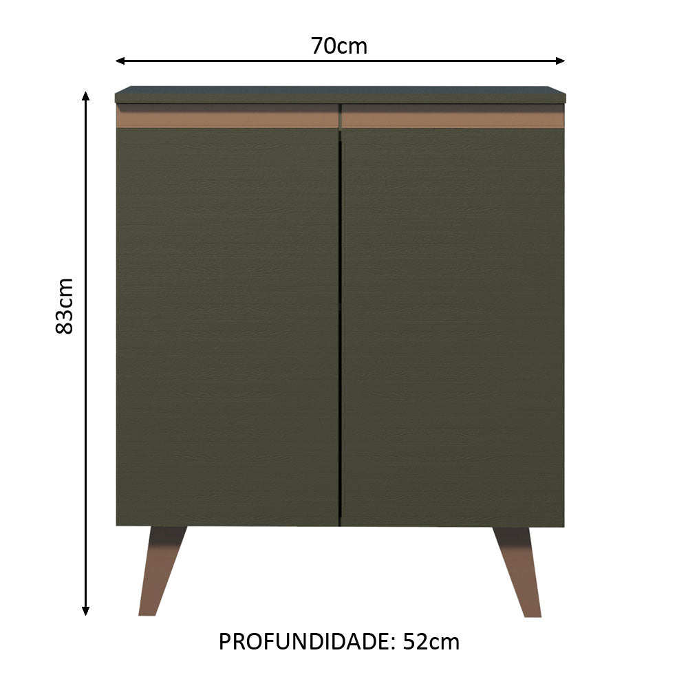 Balcão Madesa Reims 70 cm 2 Portas Preto