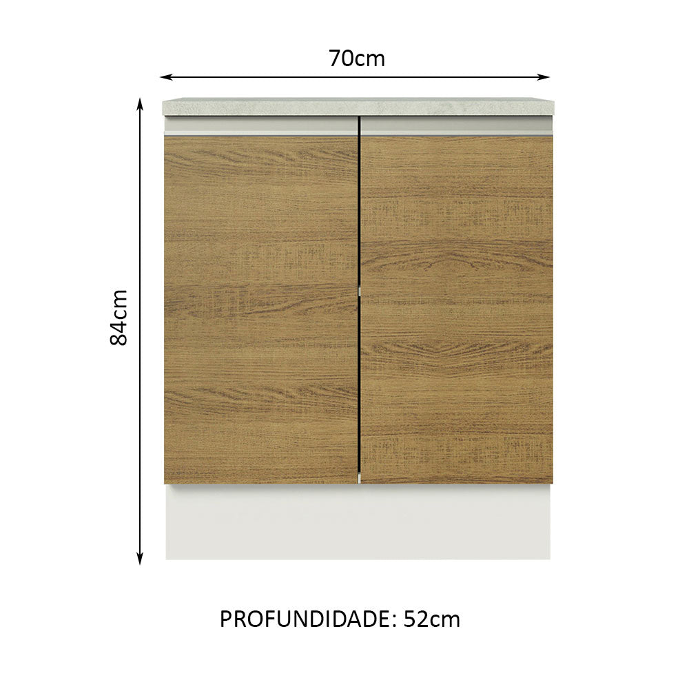 Balcão de Cozinha Madesa Glamy 70 cm 2 Portas Branco/Rustic