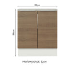 Balcão de Cozinha Madesa Stella 70 cm 2 Portas Branco/Rustic