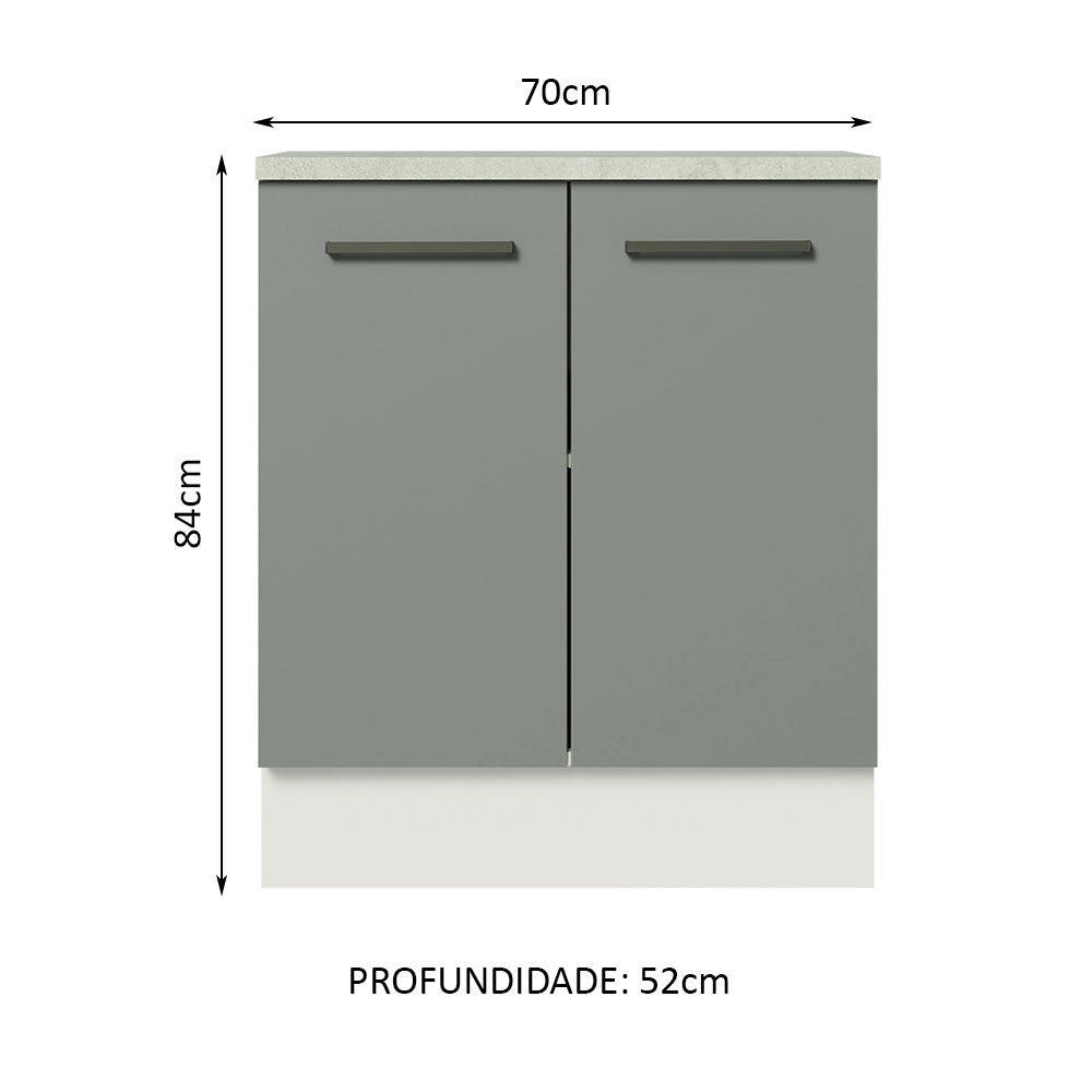 Balcão de Cozinha Madesa Agata 70 cm 2 Portas Branco/Cinza