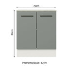 Balcão de Cozinha Madesa Agata 70 cm 2 Portas Branco/Cinza