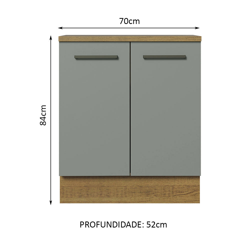 Balcão de Cozinha Madesa Agata 70 cm 2 Portas Rustic/Cinza