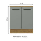 Balcão de Cozinha Madesa Agata 70 cm 2 Portas Rustic/Cinza