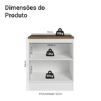 Balcão de Cozinha 70 cm 2 Portas Branco Tampo Rustic Agata Madesa
