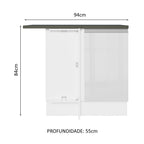 Balcão de Canto Madesa Acordes 100% MDF 1 Porta Branco Brilho