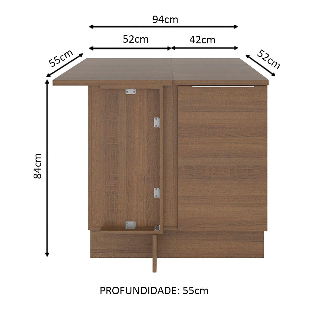 Balcão de Canto Madesa Stella 1 Porta Rustic