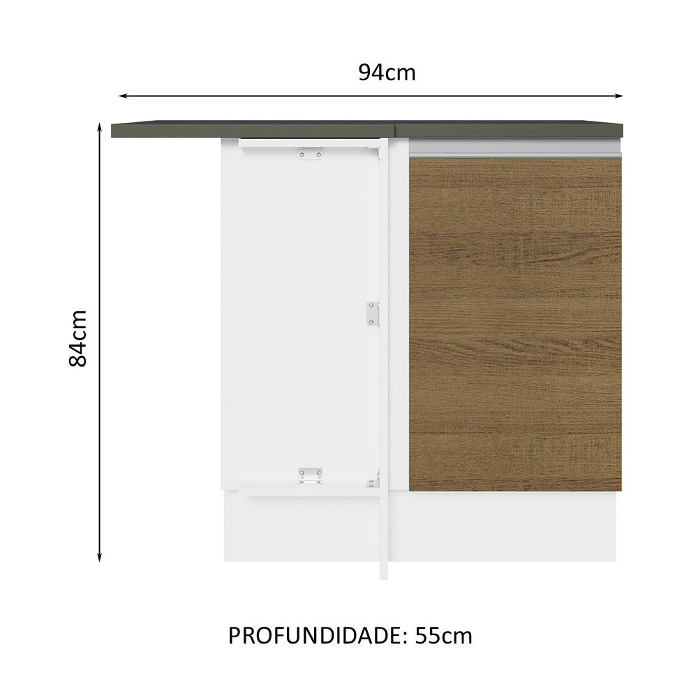 Balcão de Canto Madesa Acordes 100% MDF 1 Porta Branco/Rustic