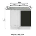 Balcão de Canto Madesa Glamy 1 Porta Branco/Preto