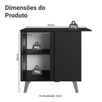 Balcão de Canto 1 Porta Com Pés Preto Nice Madesa