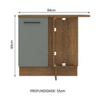 Balcão de Canto Madesa Agata 1 Porta Rustic/Cinza