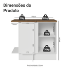 Balcão de Canto 94 cm 1 Porta Branco Tampo Rustic Agata Madesa