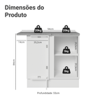 Balcão de Canto 1 Porta Branco/Azul Vik Madesa