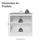 Balcão Madesa Glamy 80 cm 2 Portas Branco