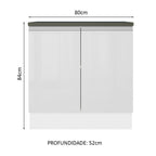 Balcão Madesa Acordes 100% MDF 80 cm 2 Portas Branco Brilho