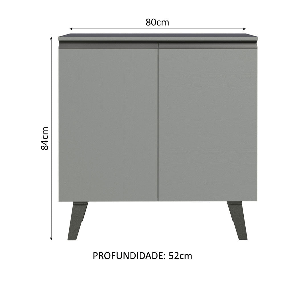 Balcão 80 cm 2 Portas Com Pés Cinza Nice Madesa