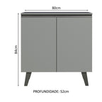 Balcão 80 cm 2 Portas Com Pés Cinza Nice Madesa
