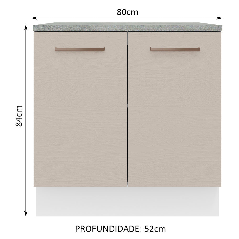 Balcão 80 cm 2 Portas Branco/Crema Agata Madesa