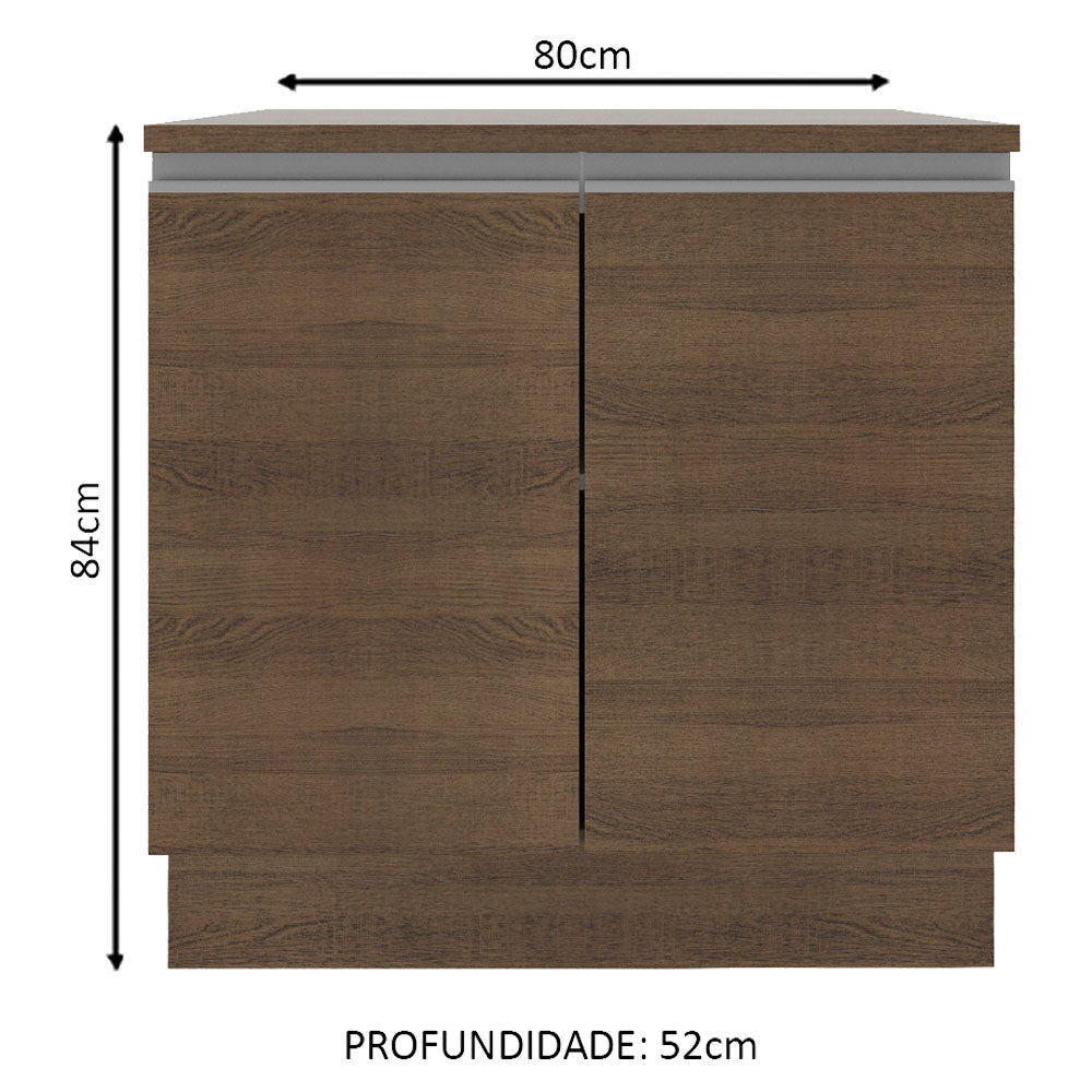 Balcão Madesa Glamy 80 cm 2 Portas Rustic