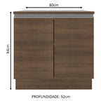 Balcão Madesa Glamy 80 cm 2 Portas Rustic