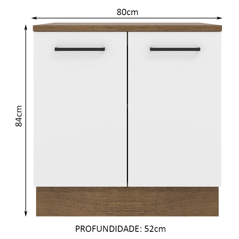 Balcão Madesa Agata 80 cm 2 Portas Rustic/Branco