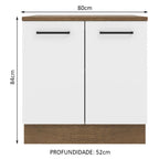 Balcão Madesa Agata 80 cm 2 Portas Rustic/Branco