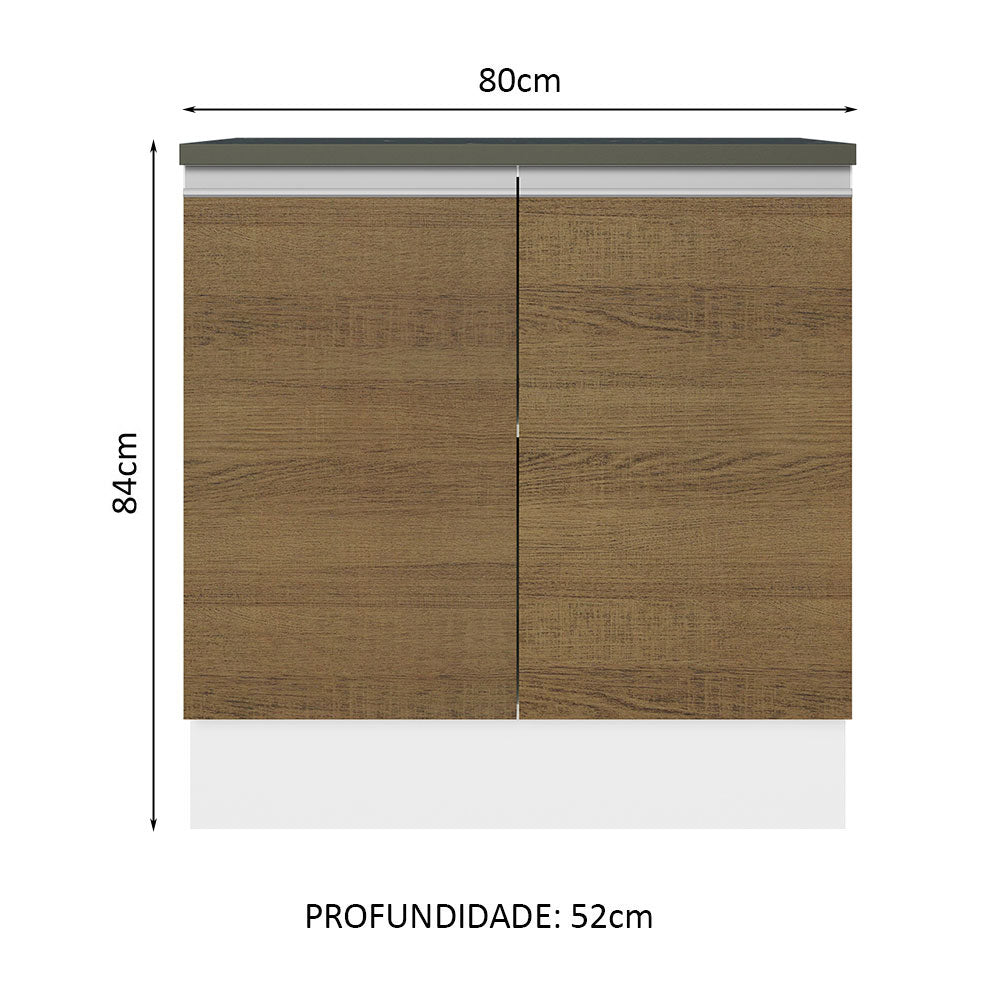 Balcão Madesa Acordes 100% MDF 80 cm 2 Portas Branco/Rustic