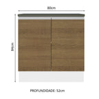Balcão Madesa Acordes 100% MDF 80 cm 2 Portas Branco/Rustic