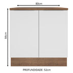 Balcão Madesa Stella 80 cm 2 Portas Rustic/Branco