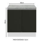 Balcão Madesa Glamy 80 cm 2 Portas Branco/Preto